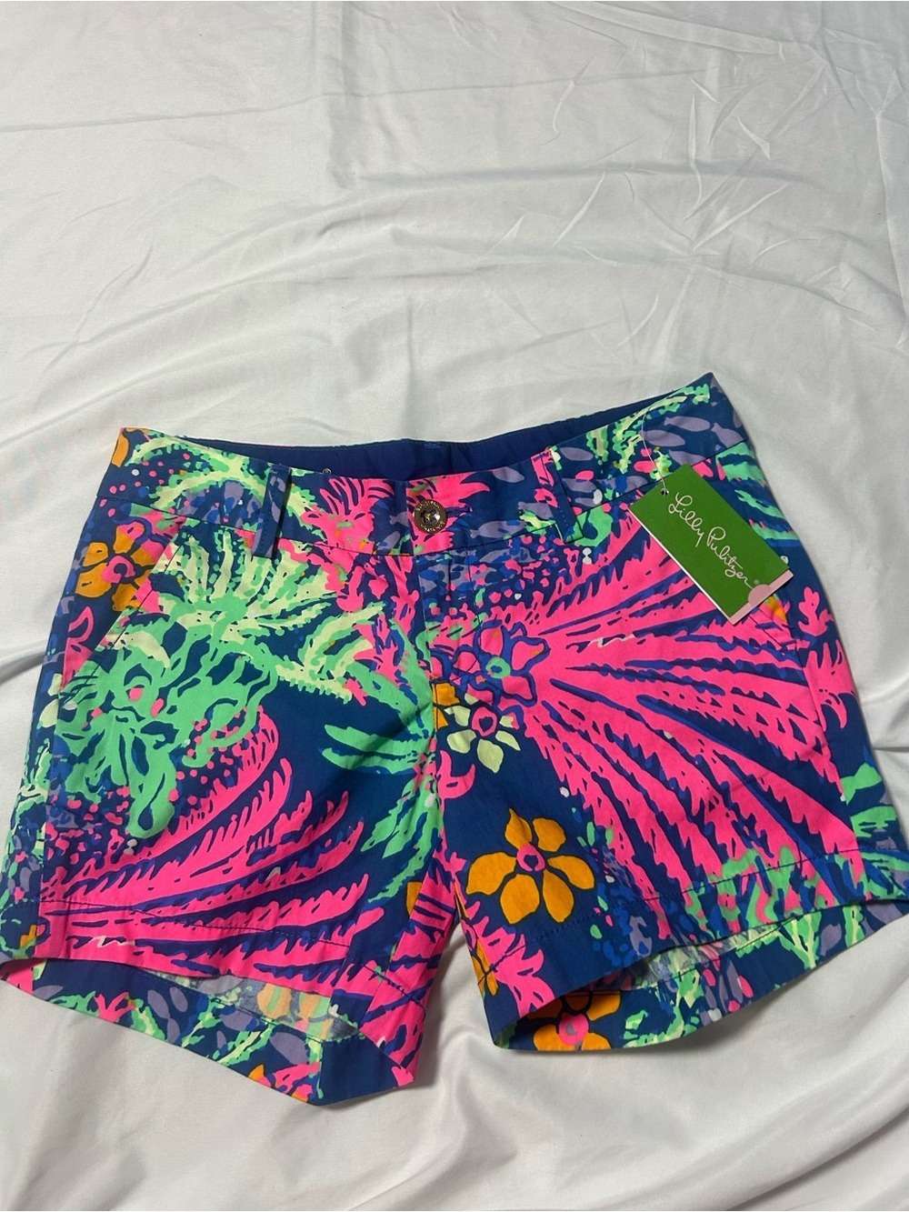Lilly Pulitzer NWT 00 Callahan Indigo All A Glow Shorts 5” Inseam Preppy Beach - Picture 1 of 16